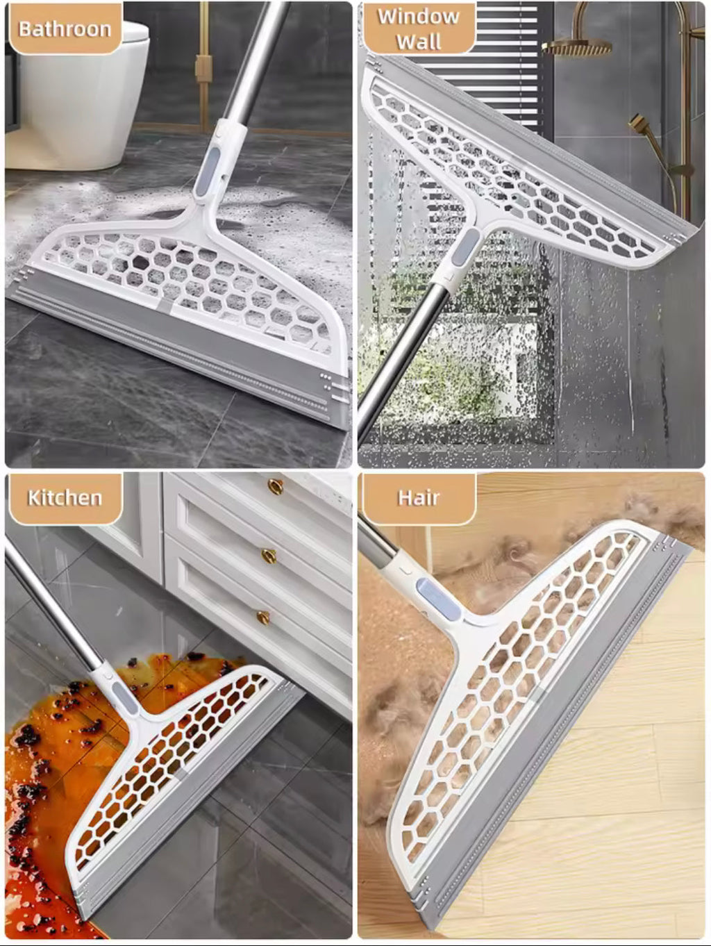 180° Rotatable Magic Rubber Broom Mop, Hand Dust Silicone Broom, Home Floor Cleaning Squeegee Wiper, Flooring Household Cleaning Tool