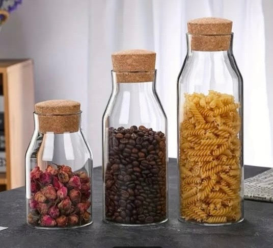 Transparent Glass Nut Storage Jar, Glass Jar Bottle With Wood Cap, Coffee Beans Storage Bottle