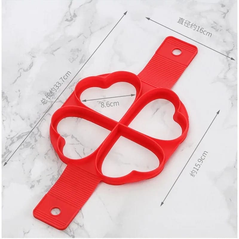 4 Heart Egg Pan Mold, Nonstick Egg Pancake Maker, Reusable Pancake Maker, Egg Ring Kitchen Cooking Baking Tool, Heart Maker Egg Cooker Pan, Flip Eggs Mold Kitchen Baking Accessories