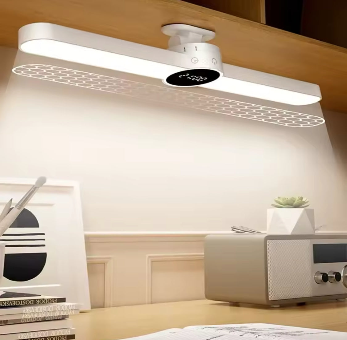 Rechargeable LED Desk Lamp,  Magnetic Stepless Hanging  Clock Table Lamp, Cabinet Closet Bedroom Desk Night Light