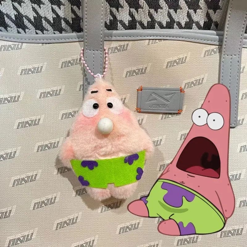 Animal Plush Toy, DIY Squeak Spit Bubbles Patrick Pendant, Cute Cartoon Animal Key Holder, Stuffed Hand Toys