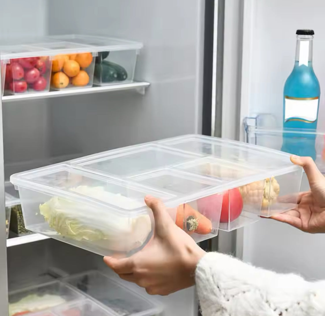 5 Compartment Food Storage Container, Portable Vegetable Fruit Box, Multifunctional Household Storage Organizer