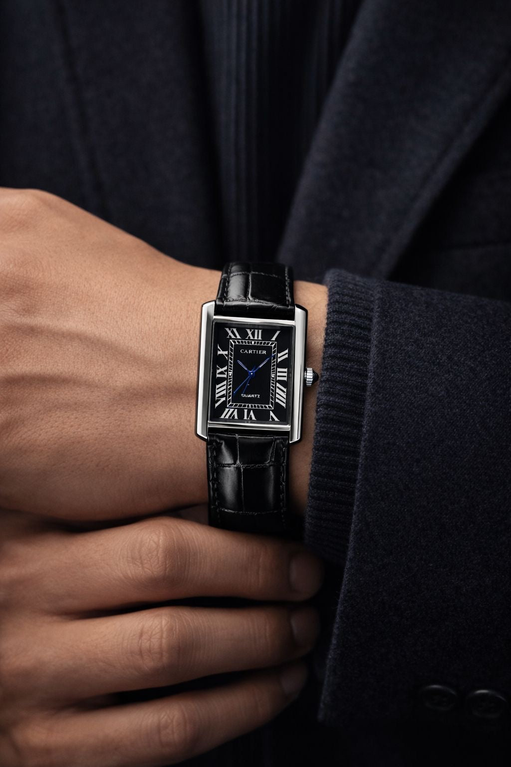 Cartier Tank Old Money Style Watch - Black