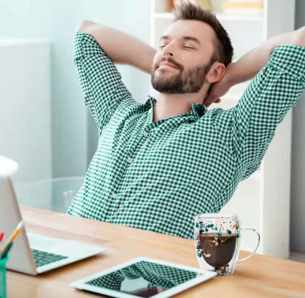 Dry Flowers Double Wall Glass Cup, Transparent Espresso Glass Cup, Double Wall Glass Cup With Handle