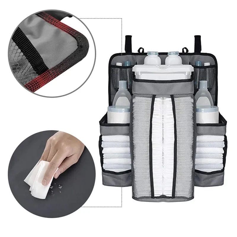 Baby Nursery Organizer, Baby's Bedside Storage Bag, Newborn Essentials Hanging Storage Bag, Multifunction Canvas Storage Bag, Infant Bedding Nursing Storage Bag, Multi Compartment Baby Stuff Holder, Stacking Tray Nursery Storage Basket