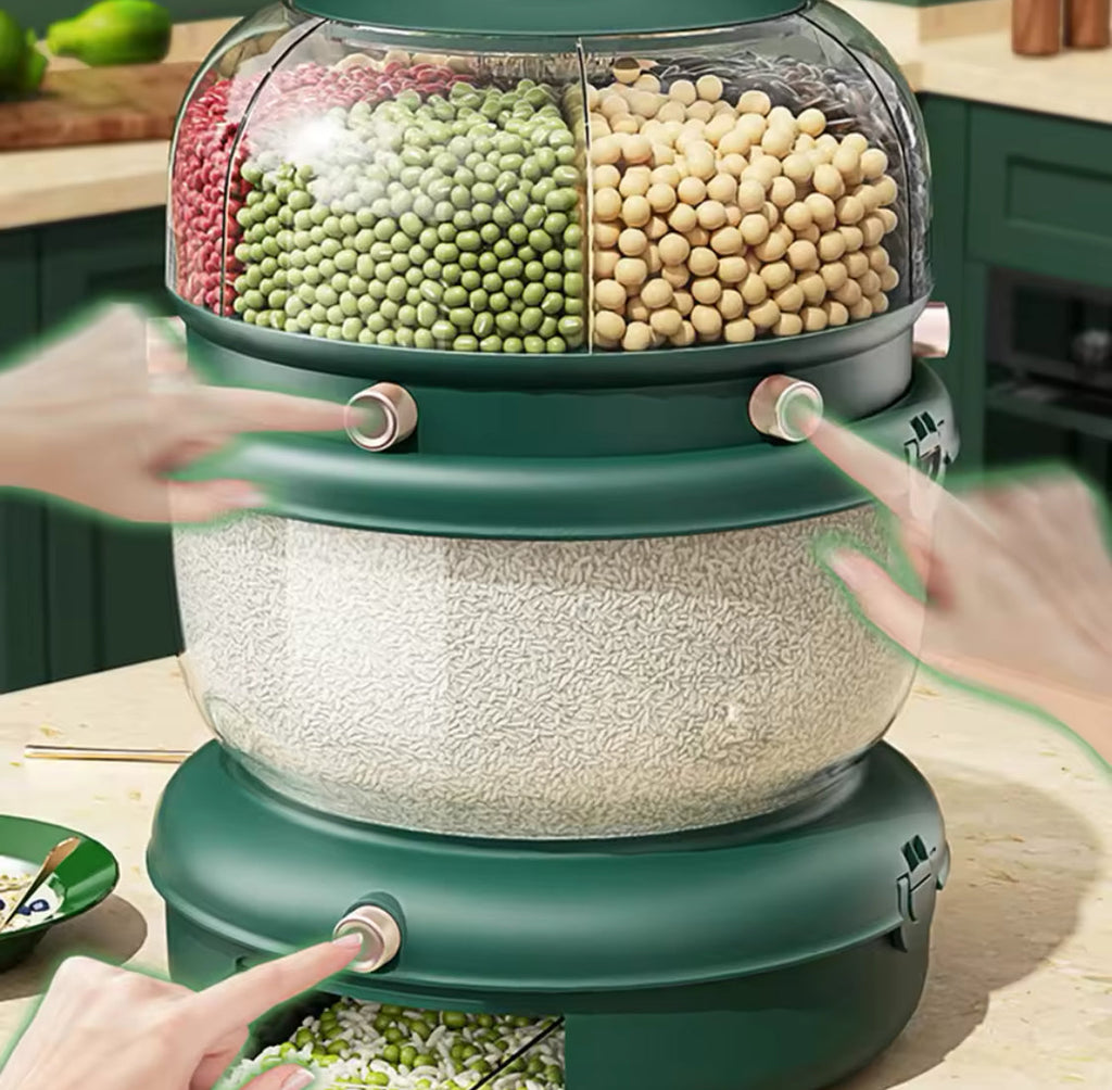 9KG Rotating Sealed Storage Box, Separated Sealed Rice Dispenser, Kitchen Accessories