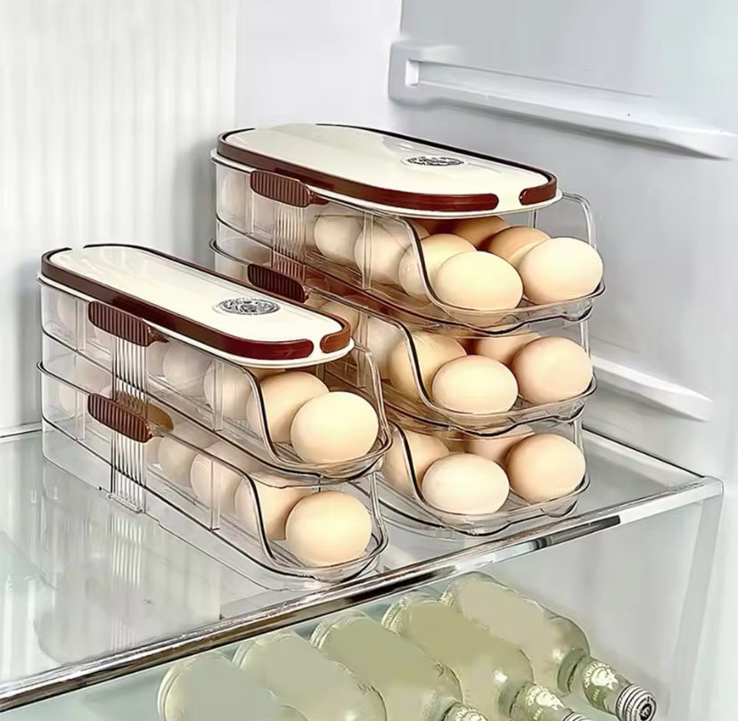 Transparent Automatic Rolling Egg Container, Refrigerator Egg Storage Box, Refrigerator Egg Shelf