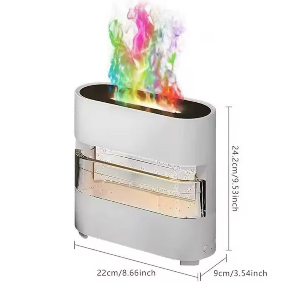 Rain Drops Simulation Flame Humidifier, Colourful Rain And Fire Aroma Diffuser, Dynamic  Flame Air Humidifier