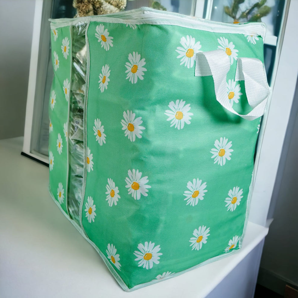 Printed Multipurpose Storage Bag, Storage Bags With Handles, Non Woven Floral Print Storage Organizer, Closet Organizer
