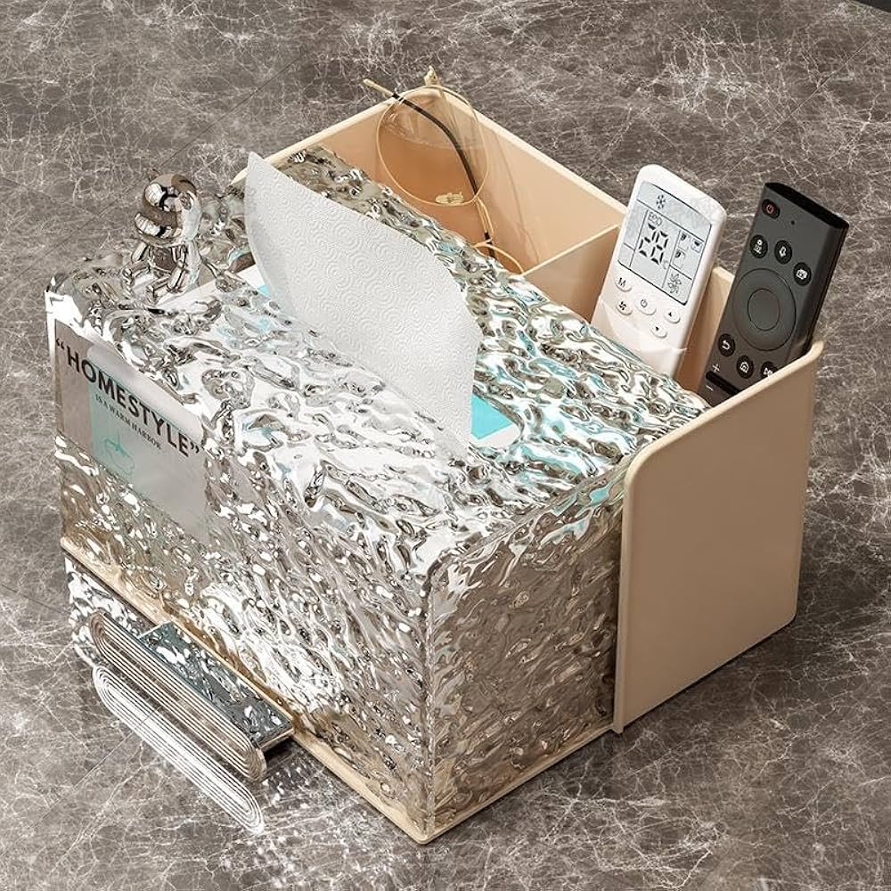 Acrylic Water Texture Tissue Box, Dustproof Napkin Box, Multifunctional Tissue Organizer Container