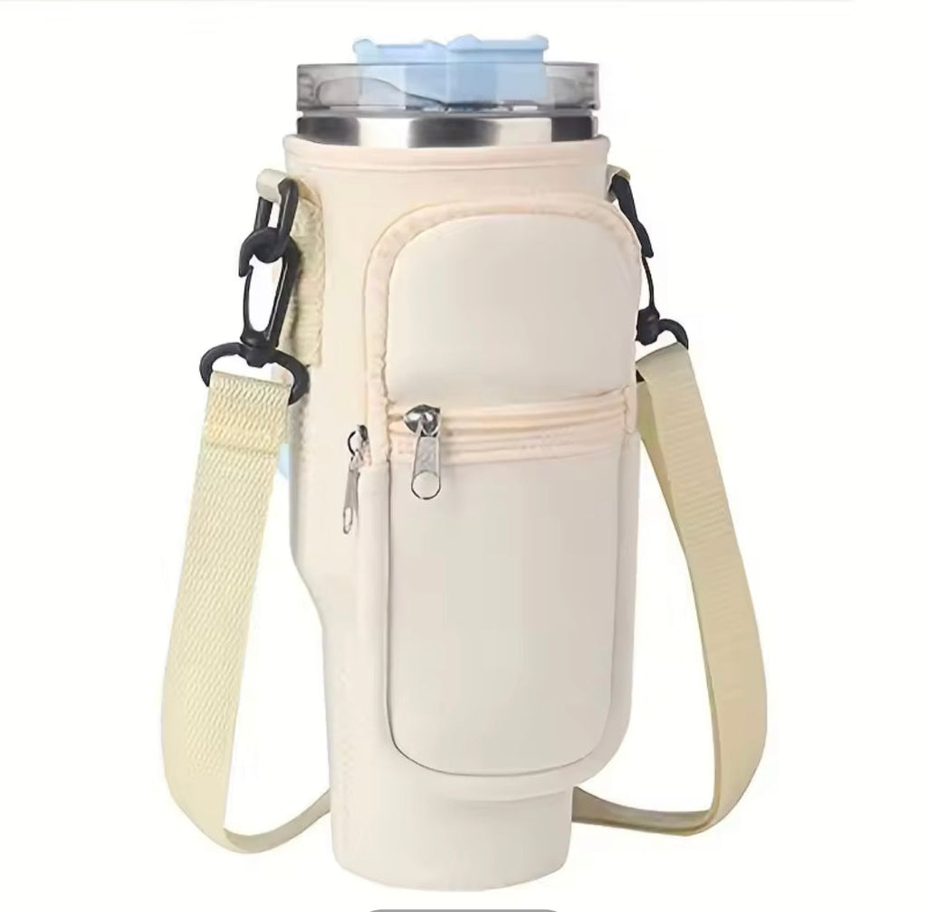 Shoulder Strap Water Bottle Cover, Adjustable Water Bottle Pouch, Tumbler Carrier Bag With Pockets