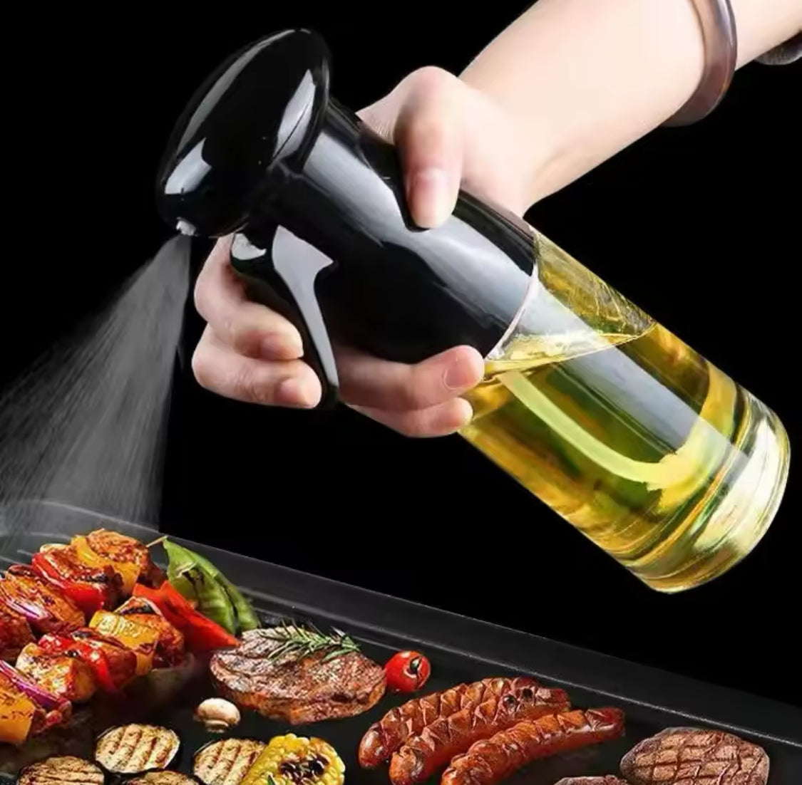 Transparent Glass Kitchen Oil Spray Bottle, Cooking Oil Spray Bottle, Barbecue Spray Oil Dispenser