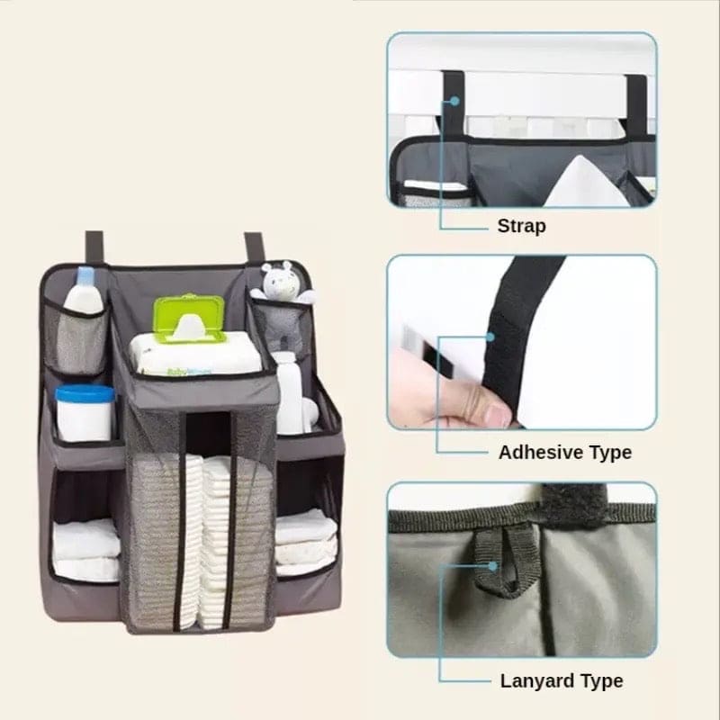 Baby Nursery Organizer, Baby's Bedside Storage Bag, Newborn Essentials Hanging Storage Bag, Multifunction Canvas Storage Bag, Infant Bedding Nursing Storage Bag, Multi Compartment Baby Stuff Holder, Stacking Tray Nursery Storage Basket