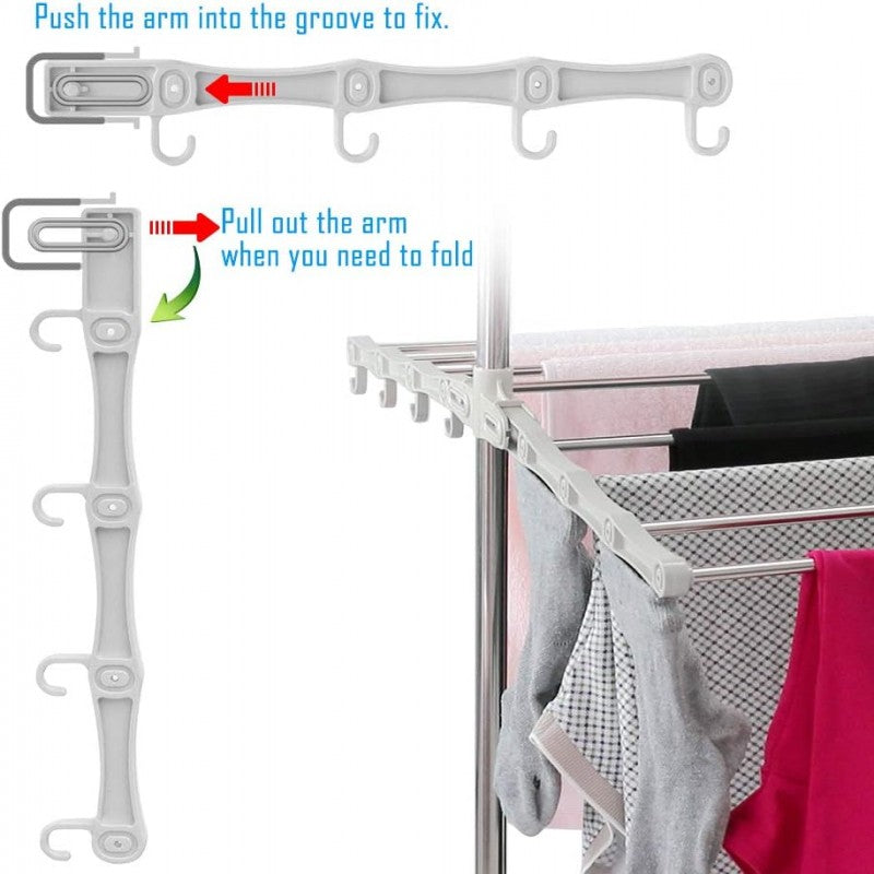Double Layer Stainless Steel Clothes Rack, Multifunctional 2 Layer Foldable Cloth Dryer Stand Rack, Hanging Storage Wardrobe