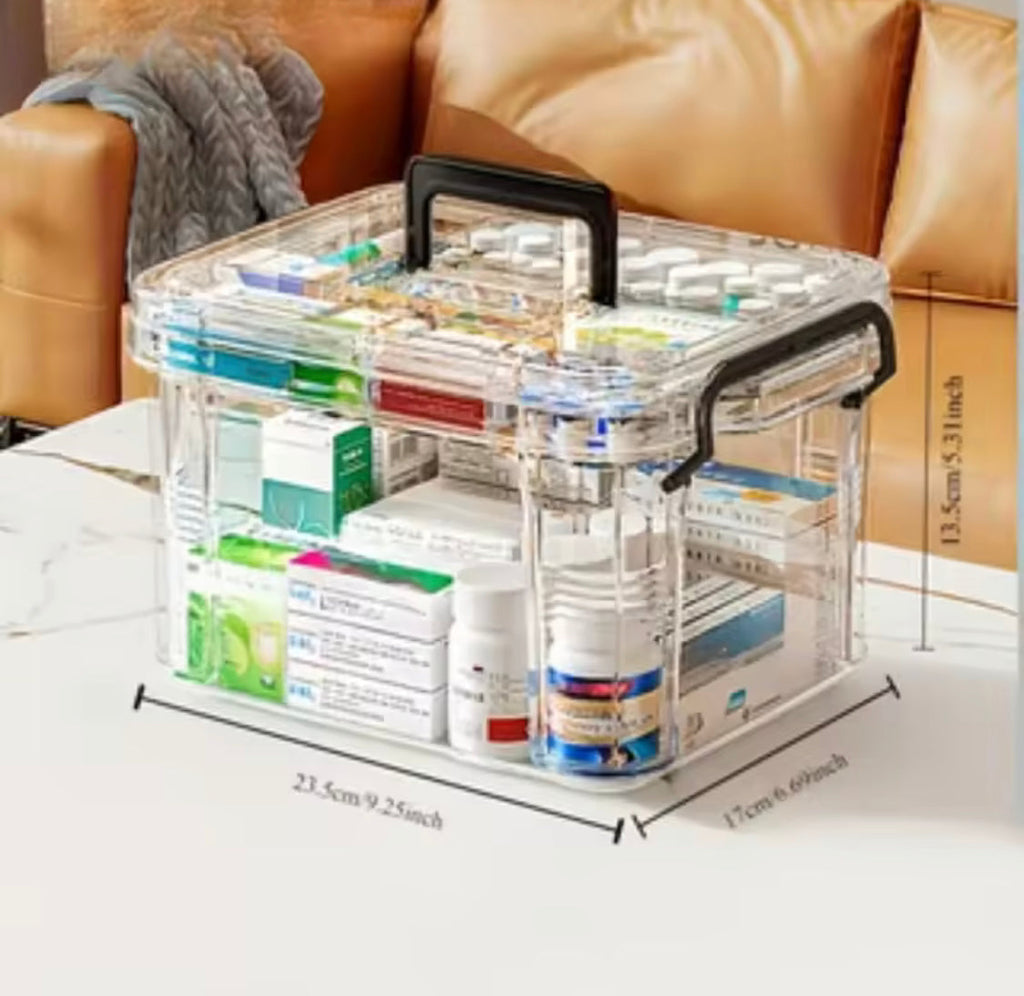 Double Layer Transparent Medicine Box, Household Medicine Box, Large Capacity Multifunctional Medicine Storage Box
