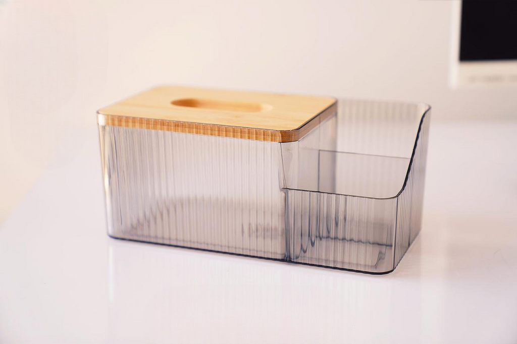 Acrylic Tissue Box With Wooden Cover, Tissue Box With Remote Holder, Kitchen Room Napkins Organizer