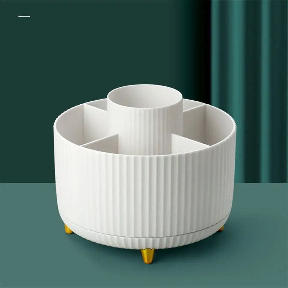 Versatile Desk Organizer, Multi Compartment Storage Box, 360°Rotating Desktop Makeup Brushes Organizer.