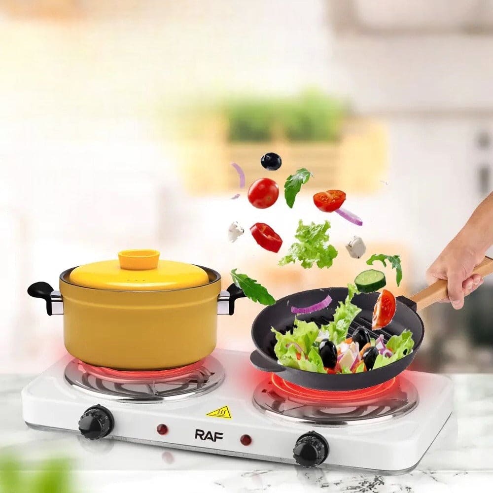 Double Head Electric Stove, Stainless Steel Induction Cooker, Portable Dual Hot Plate for Kitchen, Two Burner Electric Stove, Electric Countertop Stove Cooktop,  Automatic Temperature Control Electric Stove, Home Double Burner Coil Hotplate