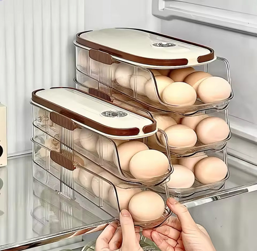 Transparent Automatic Rolling Egg Container, Refrigerator Egg Storage Box, Refrigerator Egg Shelf