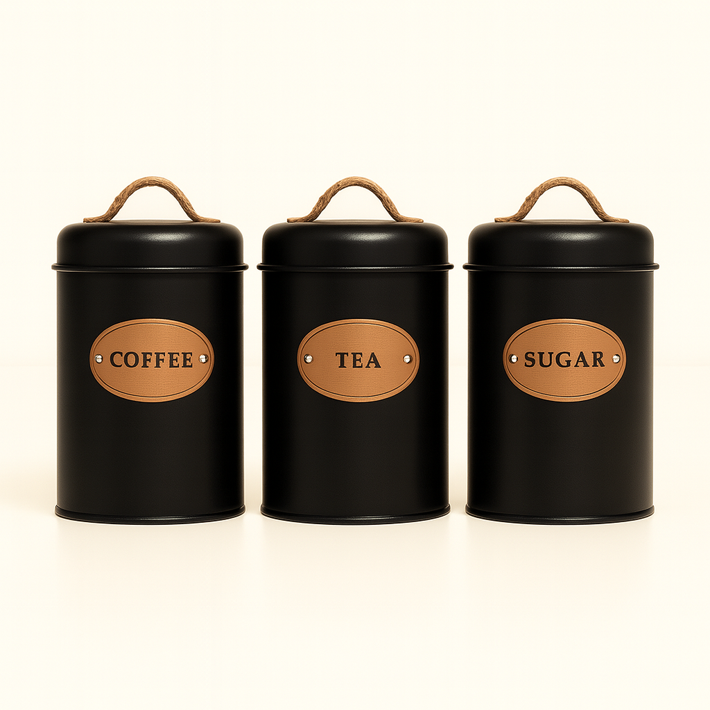 Rustic Kitchen Canister Set - Black