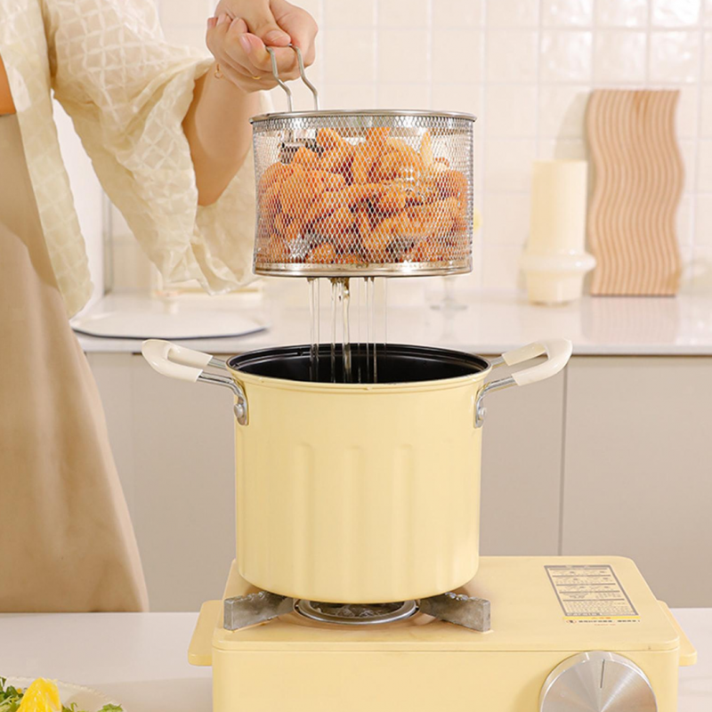 3L Stainless Steel Deep Frying Pot, Multifunctional Household Deep Frying Pan, Non Stick Mini Small Oil Frying Pot