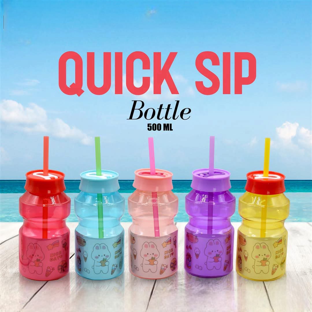 500ml Quick Sip Water Bottle, Kids Cartoon Drinking Water Bottle, Kids Cartoon Water Bottle With Straw