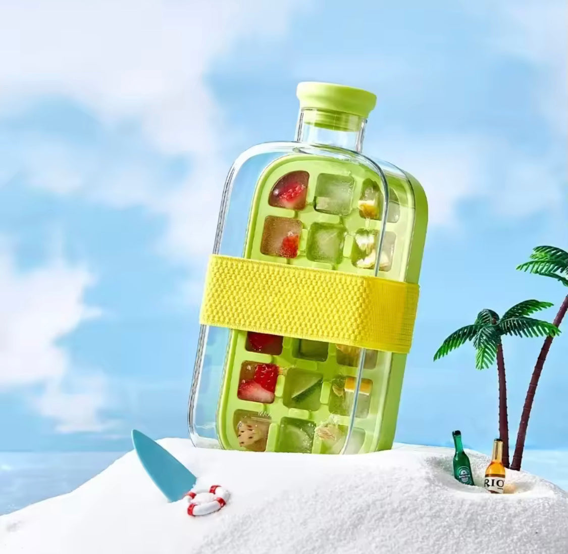 2 In 1 Ice Maker Ice Cube Bottle, Portable Ice Maker Kettle, Ice Mold Cooler Cup, Outdoor Fitness Drink Bottle