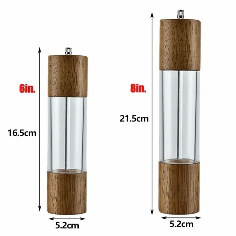 Manual Sea Salt Pepper Grinder, Cylindrical Wooden Salt and Pepper Grinder, Kitchen Seasoning Tool
