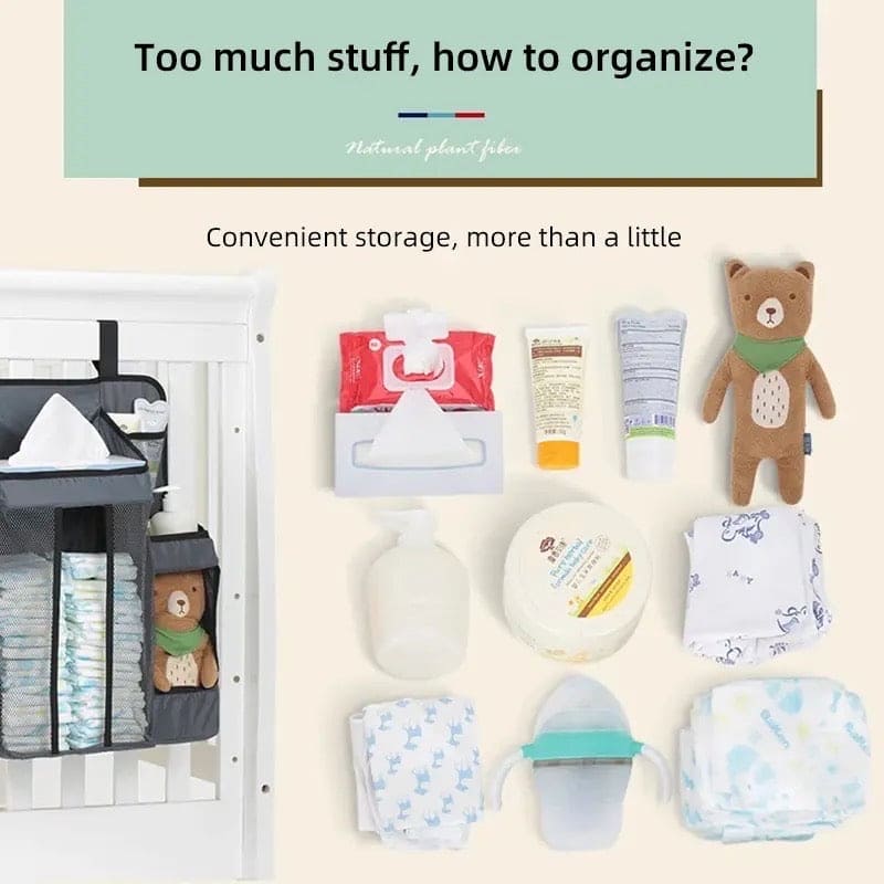 Baby Nursery Organizer, Baby's Bedside Storage Bag, Newborn Essentials Hanging Storage Bag, Multifunction Canvas Storage Bag, Infant Bedding Nursing Storage Bag, Multi Compartment Baby Stuff Holder, Stacking Tray Nursery Storage Basket