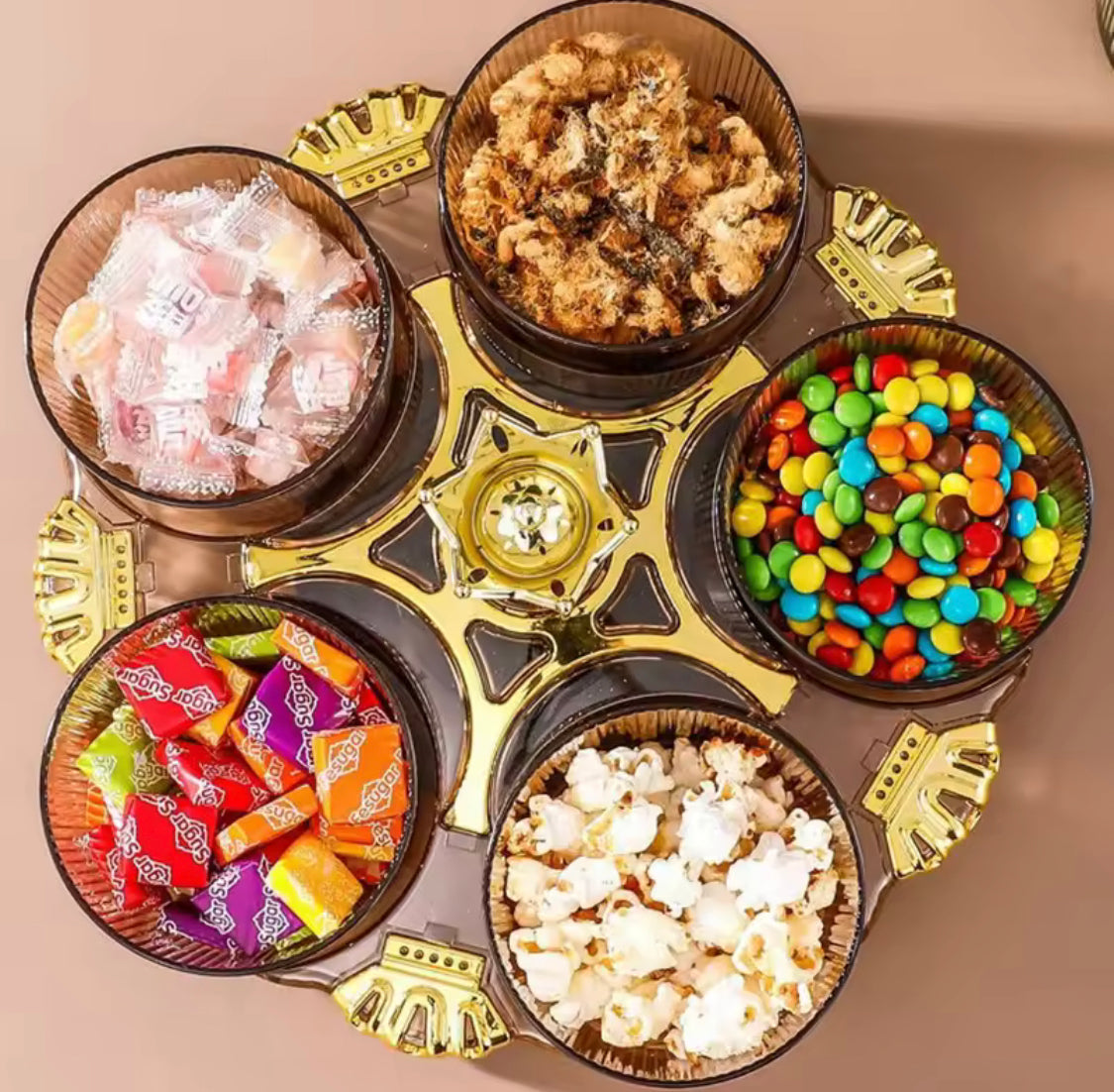 360° Rotating Acrylic Candy Tray, Desktop Decorative Serving Tray With Lid, Living Room Dried Fruit Tray