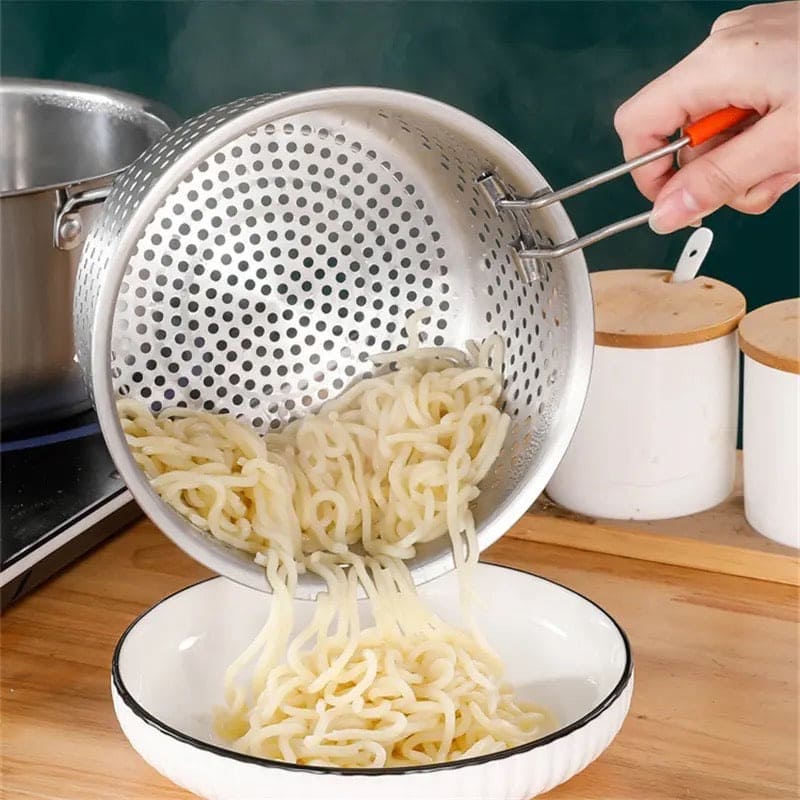 Stainless Steel Cooking Steamer With Handle, Kitchen Pot Pressure Cooker, Anti-scald Steamer Basket, Multifunctional Fruit Vegetable Washing Basket, Deep Fryer Pot Strainer