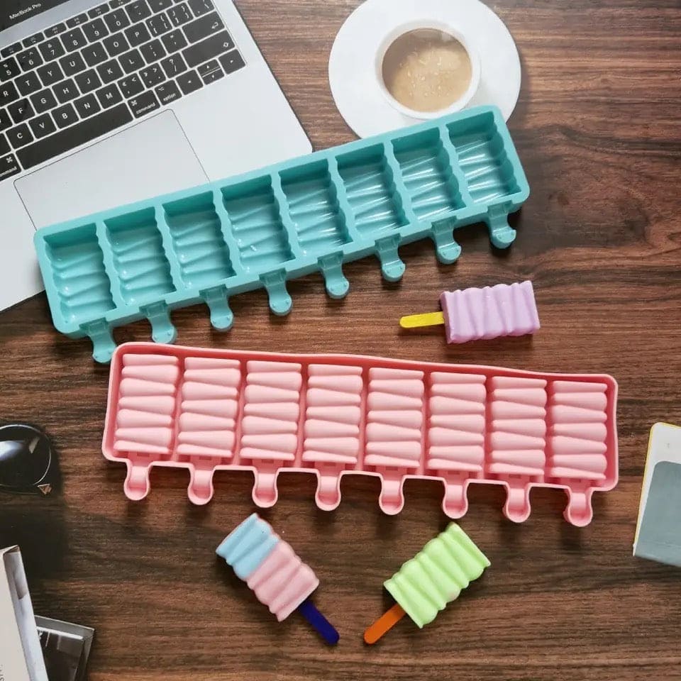 8 Cell Silicon Popsicle Mold, Building Block DIY Molds, 3D Cake Jelly Ice Baking Tray, Multipurpose Pudding Ice Cake Mold, Ice Pop Up Maker Mold
