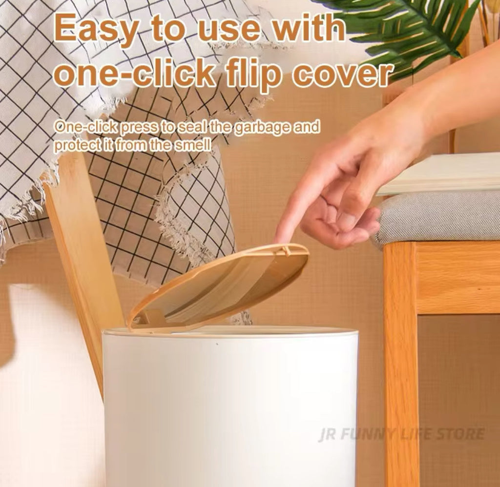 Wooden Pattern Trash Can, Creative Kitchen Dust Bin With Press Cover, Living Room Toilet Garbage Container, Foot Imitation Wood Rubbish Can, Bathroom Kitchen Garbage Bucket