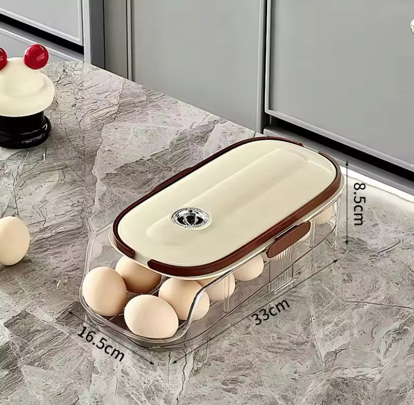 Transparent Automatic Rolling Egg Container, Refrigerator Egg Storage Box, Refrigerator Egg Shelf