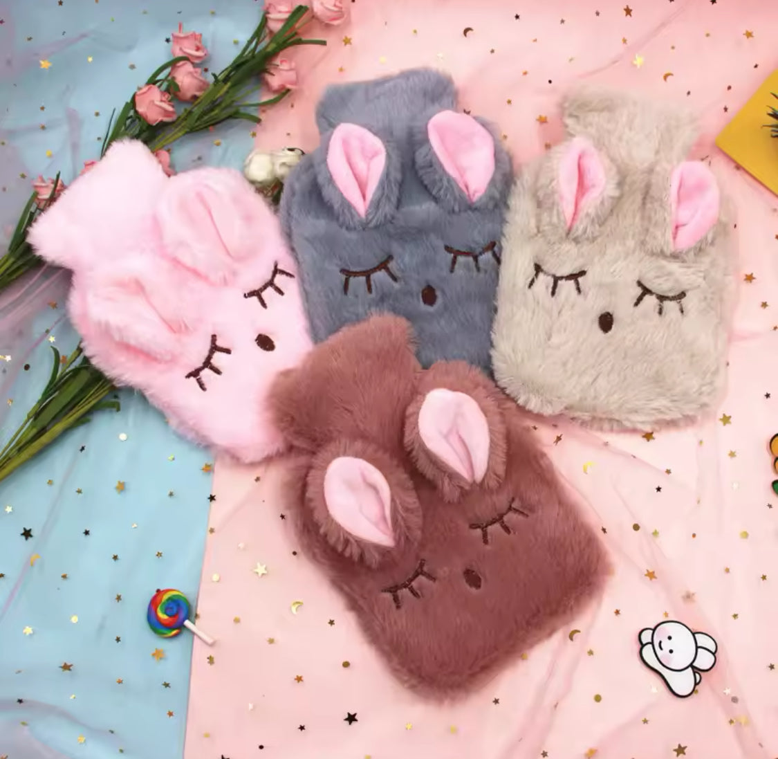 Rabbit Plush Warm Water Bag, Pain Relief Therapy Hand Warmer, Soft Rabbit Cozy Hot Water Bottle Cover