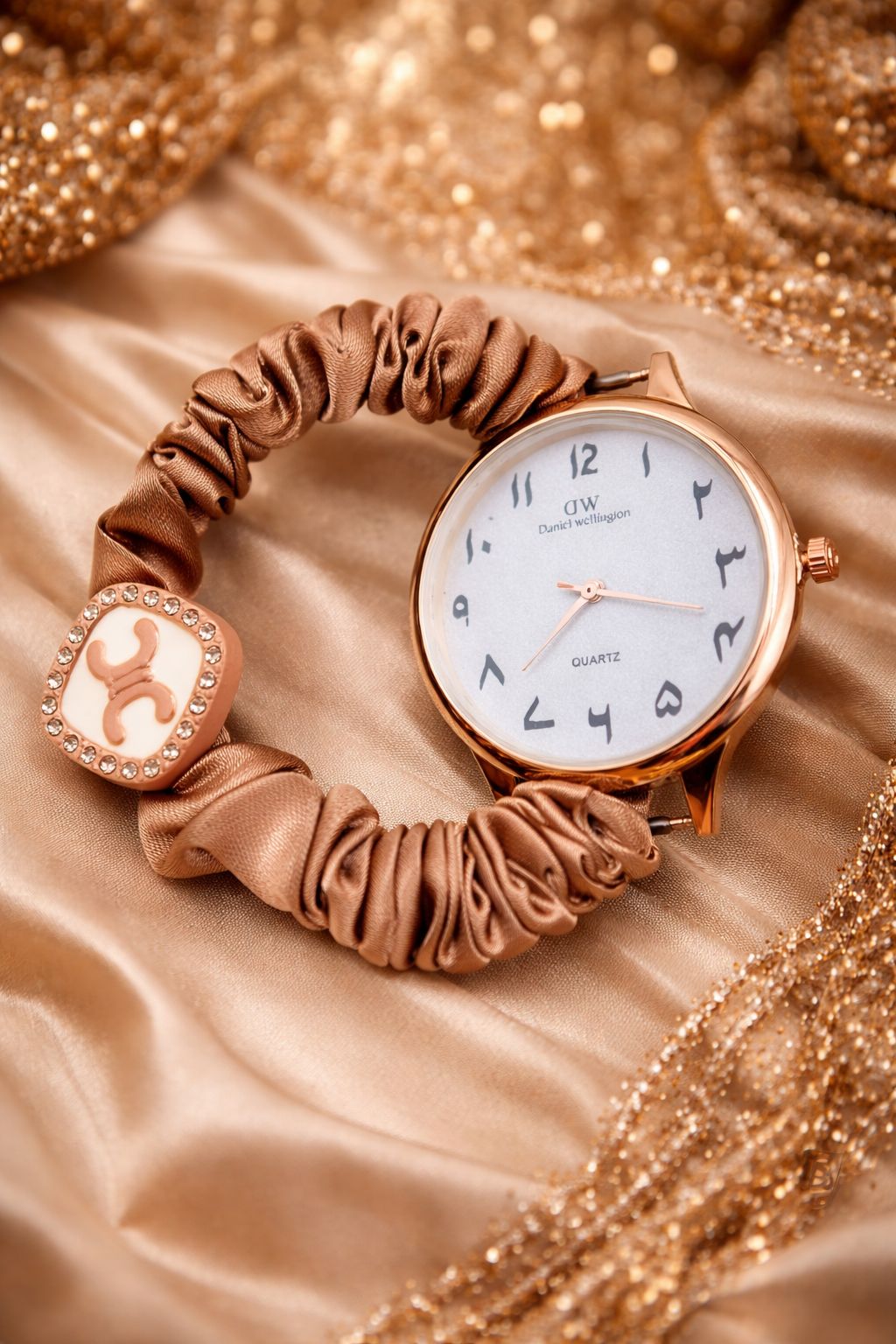 Ladies Bunch Style Scrunchies Watch with Arabic Dial.