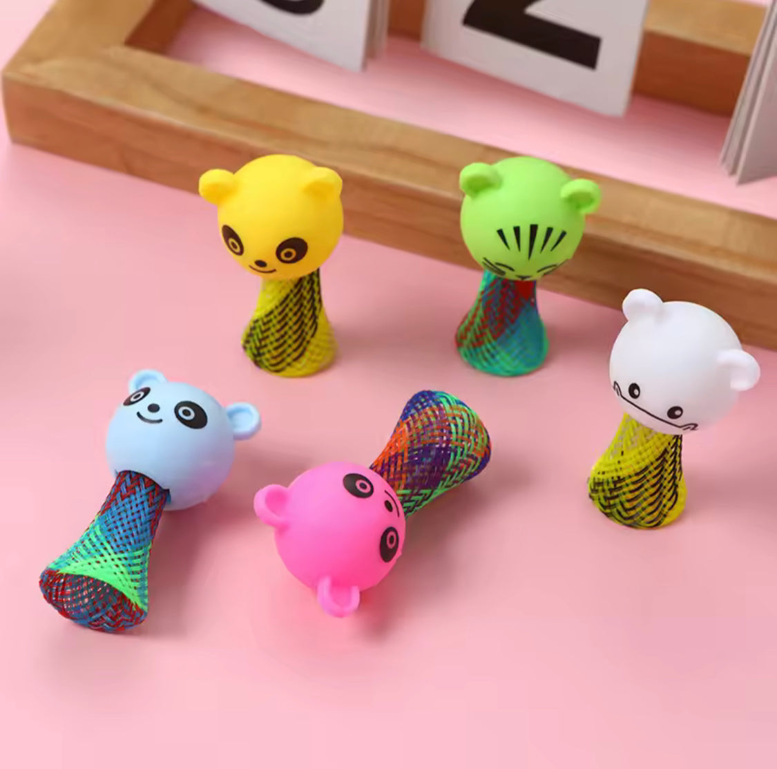 5pcs Kids Spring Bouncing Launcher Toy, Cute Jumping Doll Spring Toy, Creative Cartoon Jumping Spring Toy