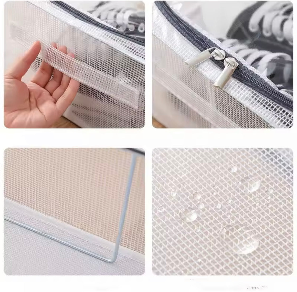 Double Sided Opening Zipper Shoe Storage Box, Foldable Under The Bed Shoe Basket, Dustproof Household Storage Box