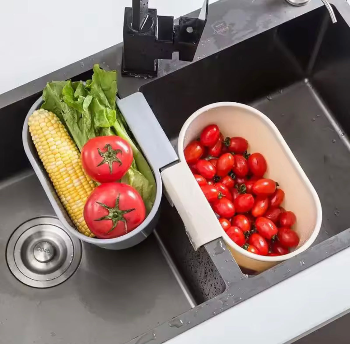 Hanging Kitchen Sink Drain Basket, Kitchen Self-Standing Drainer, Kitchen Hanging Sink Strainer, Vegetables And Fruits Washing Hanging Drainer