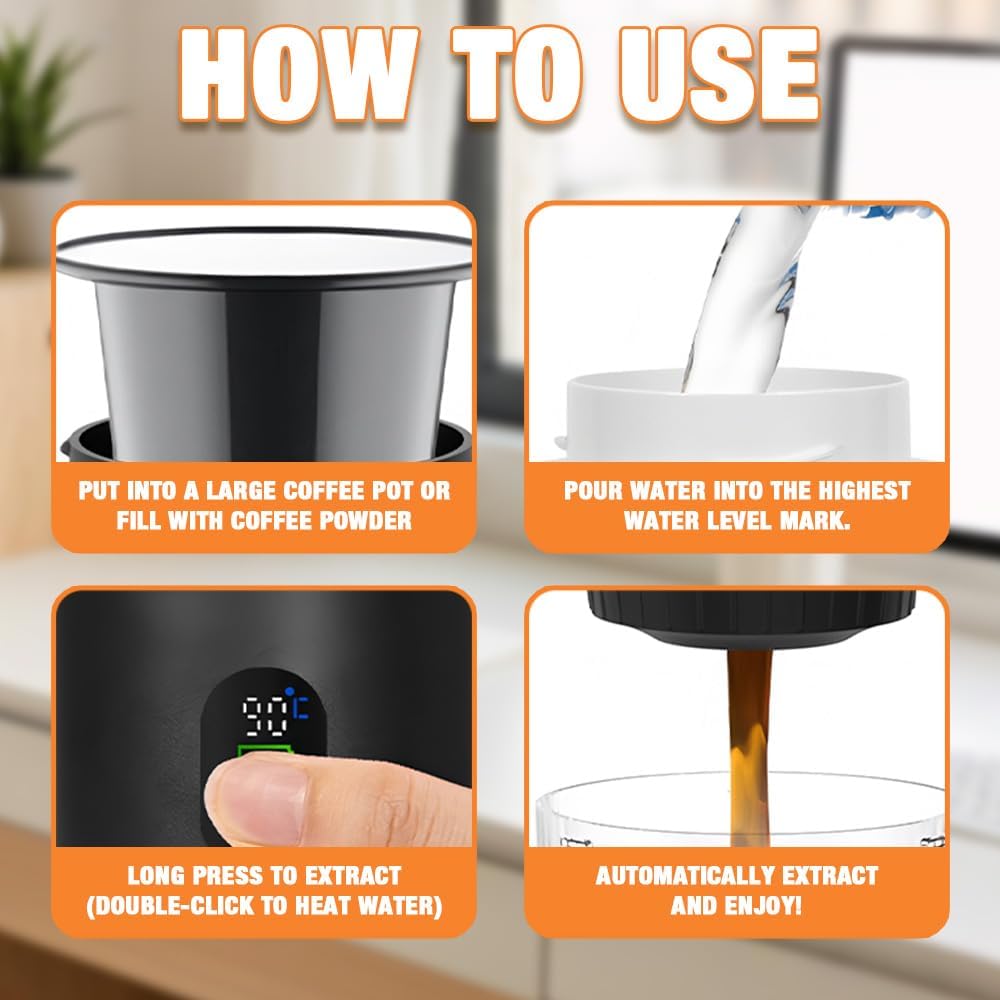PORTABLE ESPRESSO MAKER – BARISTA COFFEE ANYWHERE! USB-C SELF-HEATING ESPRESSO MAKER