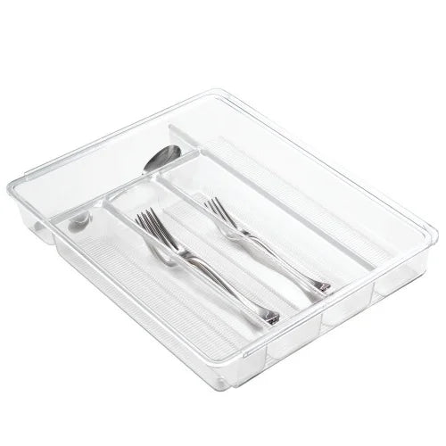 Cutlery Drawer Organizer, Spoon Fork Holder, Acrylic Storage Tray, Makeup Organizer Organizer, Transparent Stationary Tray