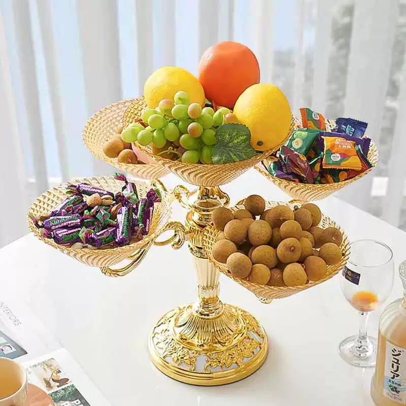 Vintage Style Luxury Rotating Fruit Tray, Rotating Snack Serving Tray, Snack Dried Fruit Plate, Fruit Tray Serving Tray With Stand