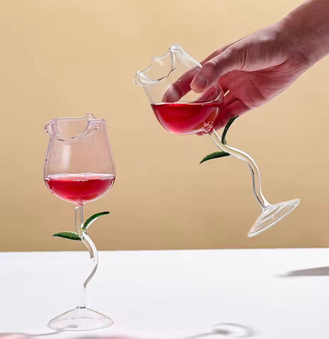 Rose Shaped Beverage Glass, Rose Flower Shape Juice Cup, Creative Beverage Transparent Glass