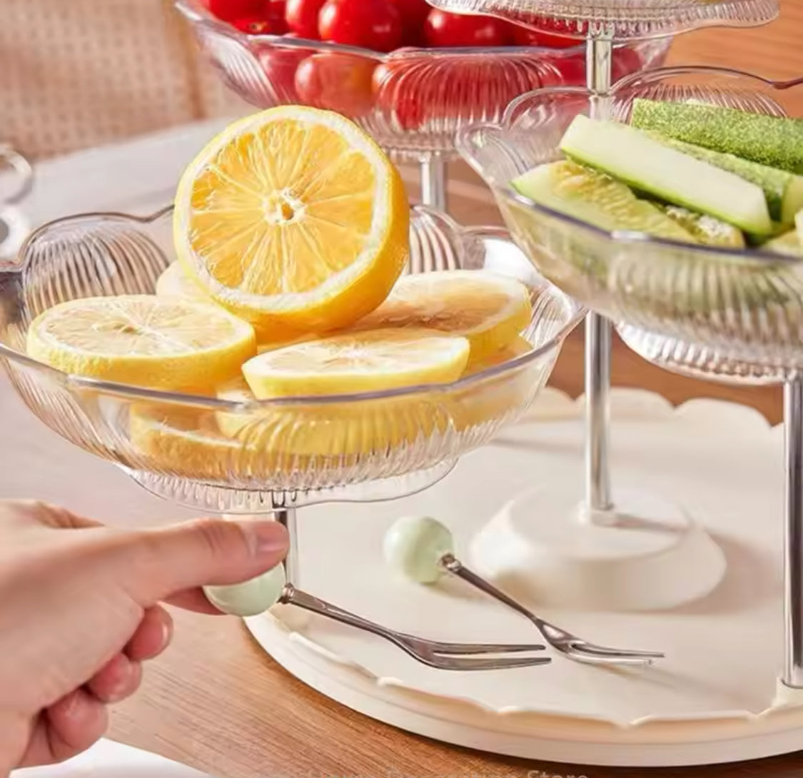 Multilayer Rotating Display Stand, Cakes Snacks and Fruits Stand, 3 Tier Fruit Plate, Stable Modern Dried Fruit Plate