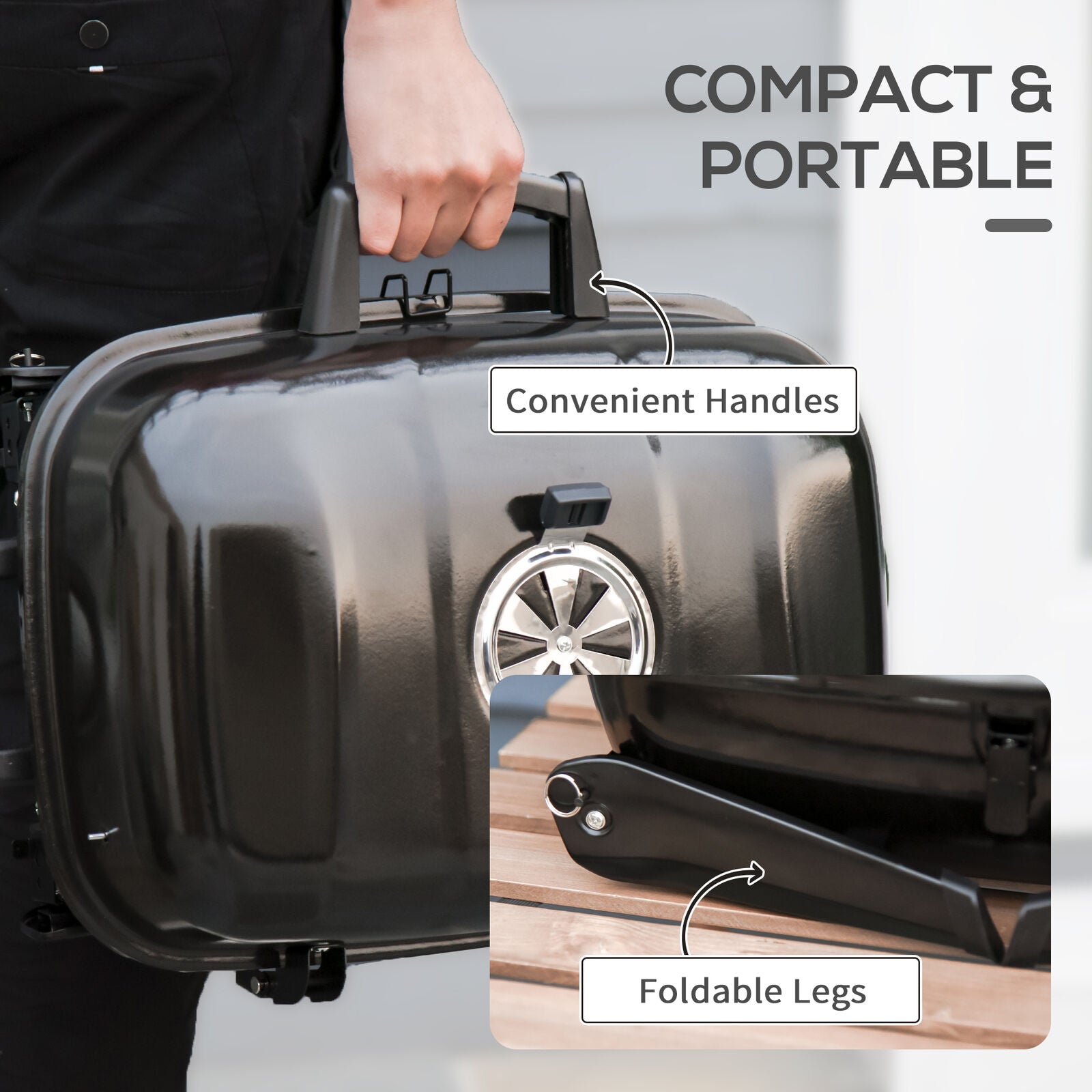 Foldable Tabletop BBQ Grill, Portable Small Charcoal Grill, Mini Tabletop Smoker Camping Cooker, Stainless Steel Portable Collapsible Barbecue Shelf