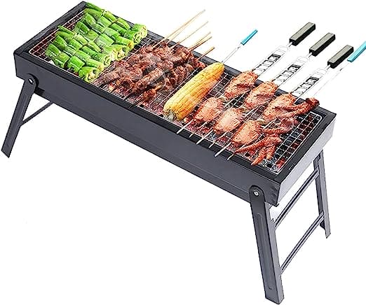 Ashtray BBQ Grill, Charcoal Grill With Stand, Drawer Type Ash Accumulator, Stainless Steel Portable BBQ Tool, Rectangular Charcoal Barbecue Flood Smoke Grill, Iron Portable Folding Charcoal Barbecue Grill for Outdoor, Camping Hiking Picnic Patio Smokers