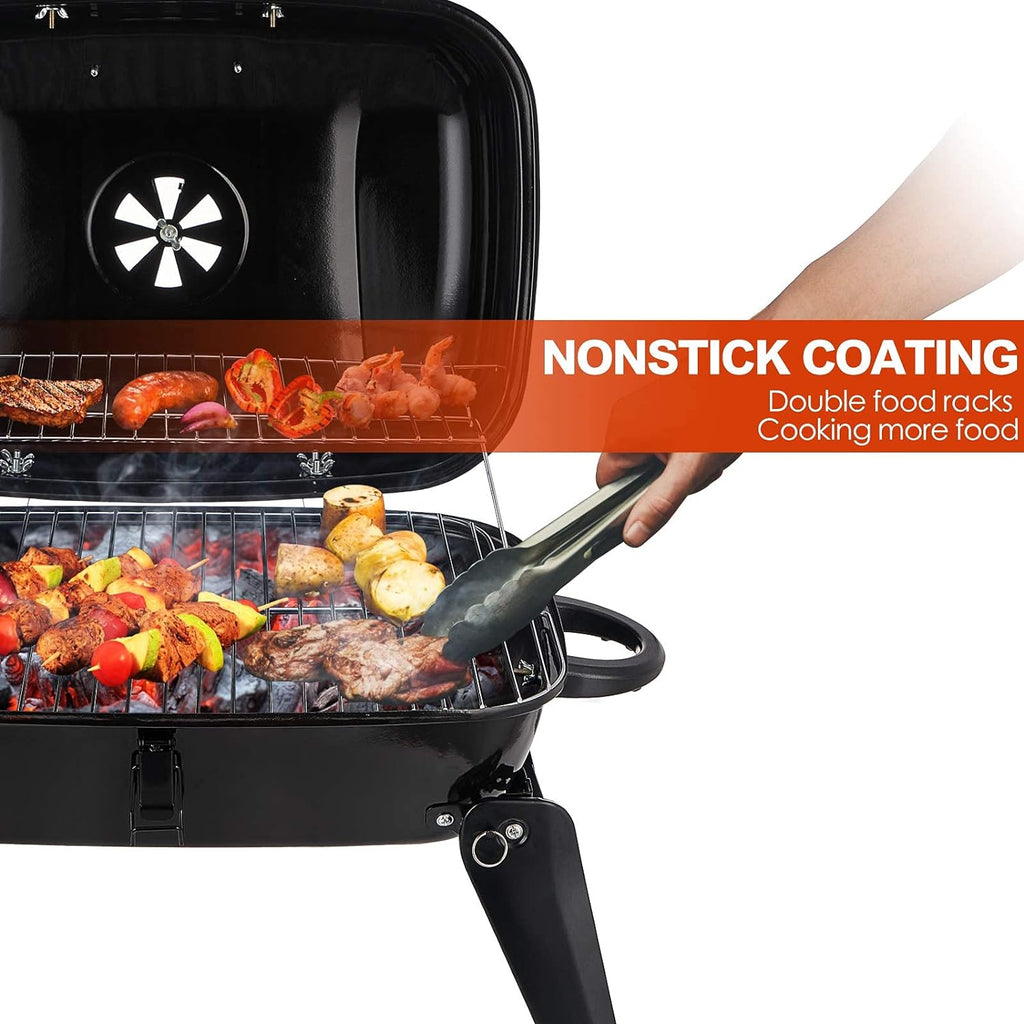 Foldable Tabletop BBQ Grill, Portable Small Charcoal Grill, Mini Tabletop Smoker Camping Cooker, Stainless Steel Portable Collapsible Barbecue Shelf