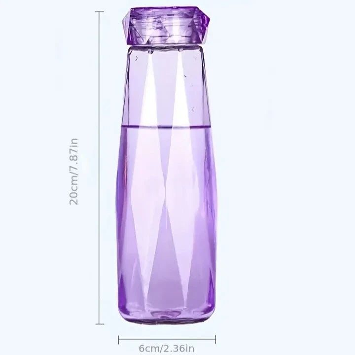 Diamond Water Bottle, Crystal Glass Cup With Lid.