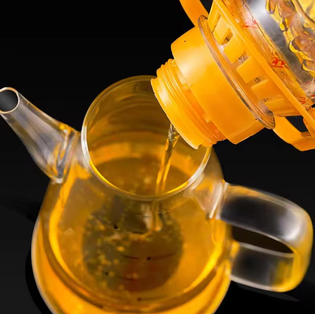 700ml Transparent Oil Jug, Glass Oil Dispenser, Transparent Oil Jug With Stainless Steel, Oil Glass Bottle, Anti-Leak Transparent Oil Bottle