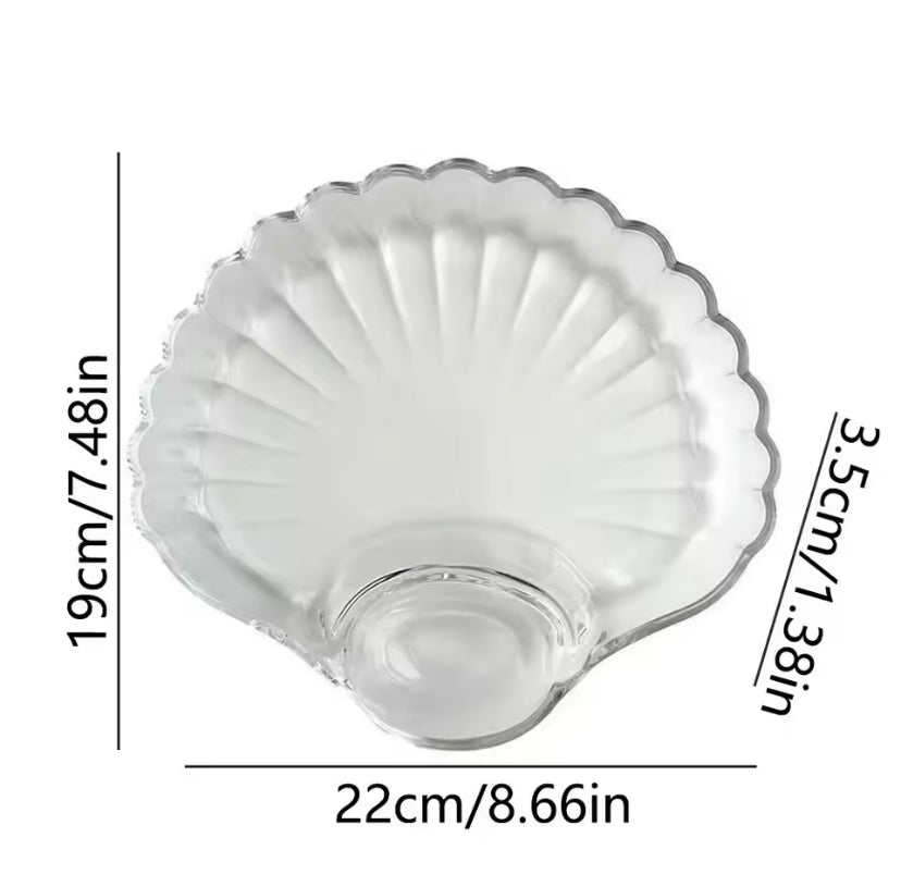 Transparent Shell Shaped Dumpling Dish, Stackable Heat Resistant Food Compartment Tray, Creative Dried Fruit Snack Plates